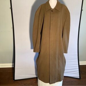 Andrew Fezza Cashmere Blend Classic Tailored Longline Brown Trench Overcoat XXL